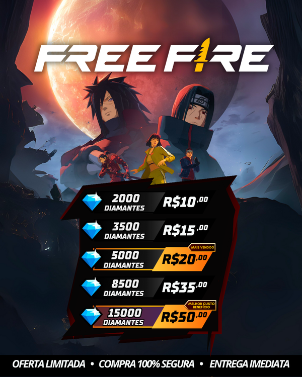 Free Fire Diamantes e codiguins - Envio do código por email